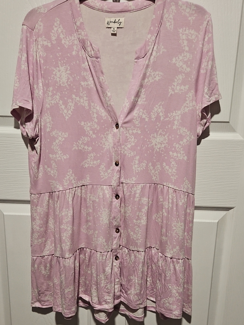 Wonderly Soft Lavender Tiered Button-Front Blouse